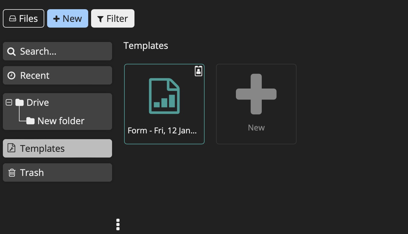 CryptPad templates screen