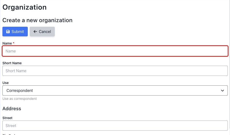 Docspell creating Organization screen