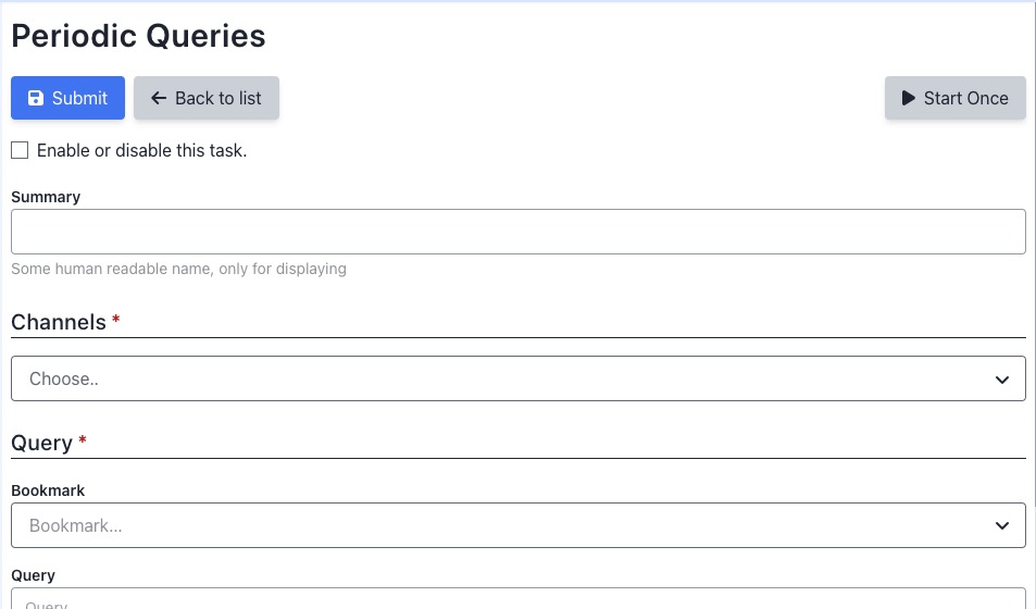 Docspell Periodic Queries screen