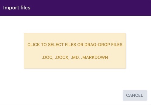 Documize Importing files screen