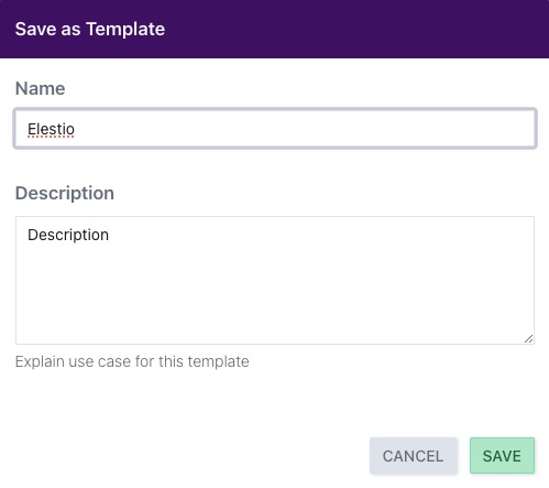 Documize saving as Template screen