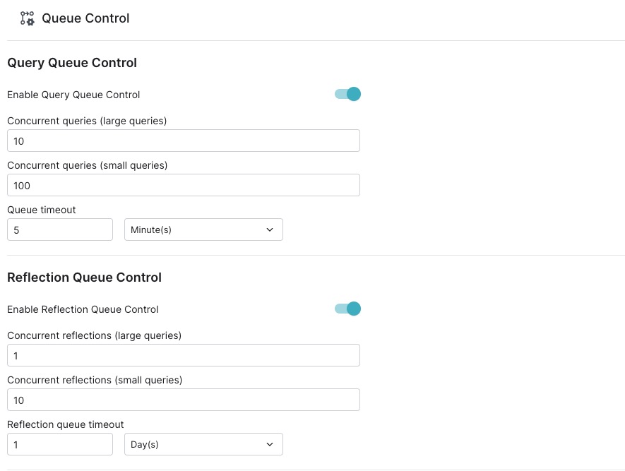 Dremio Queue Control screen