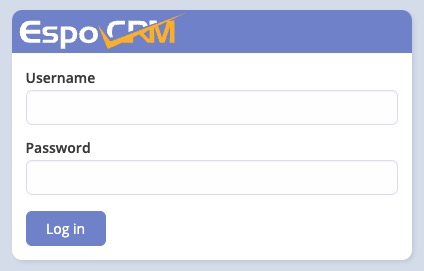 EspoCRM Login In screen