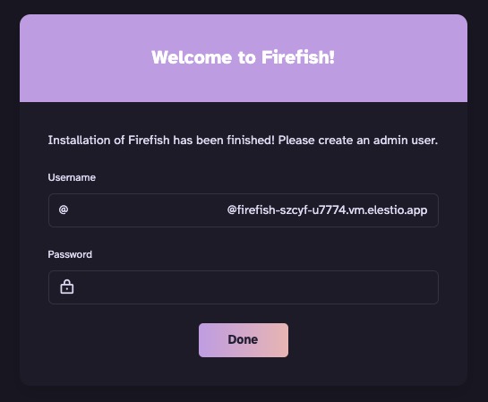 Firefish Login In screen