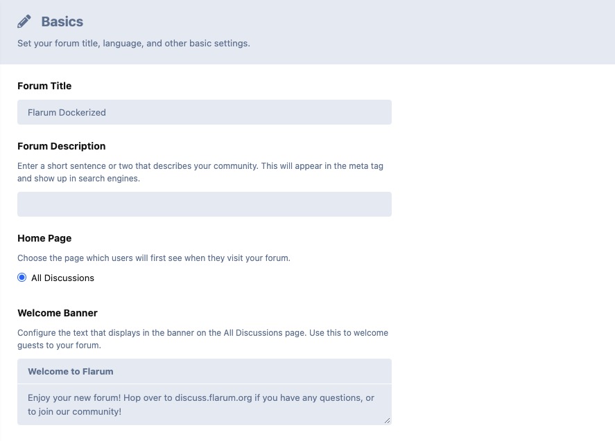 Flarum Basics screen