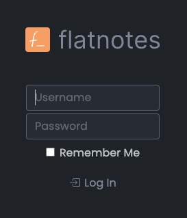 Flatnotes Login In screen