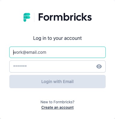 Formbricks Login In screen