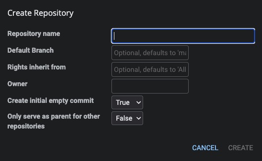 Gerrit Repository screen