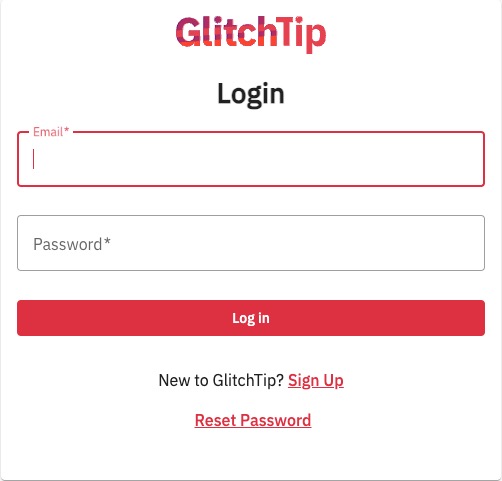 GlitchTip LogIn screen