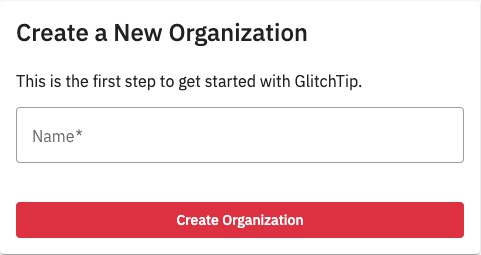 GlitchTip Organization screen