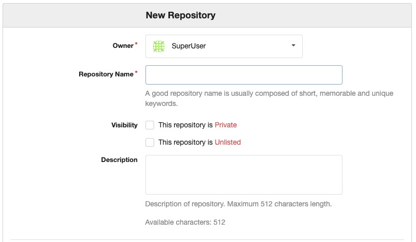 Gogs Creating Repository screen