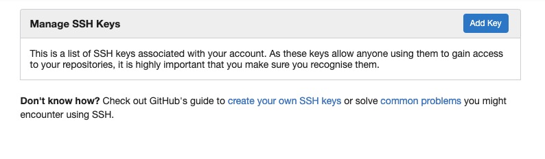 Gogs Manage SSH Keys screen