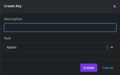 GrowthBook Creating Key screen