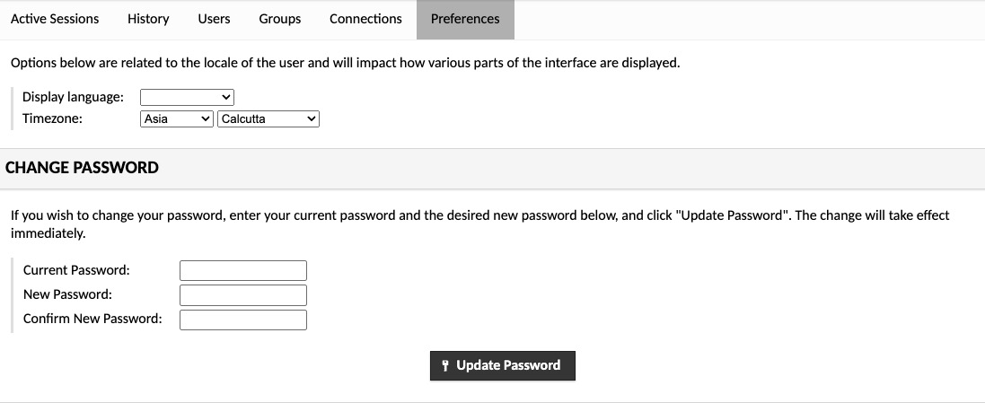 Guacamole Preferences screen