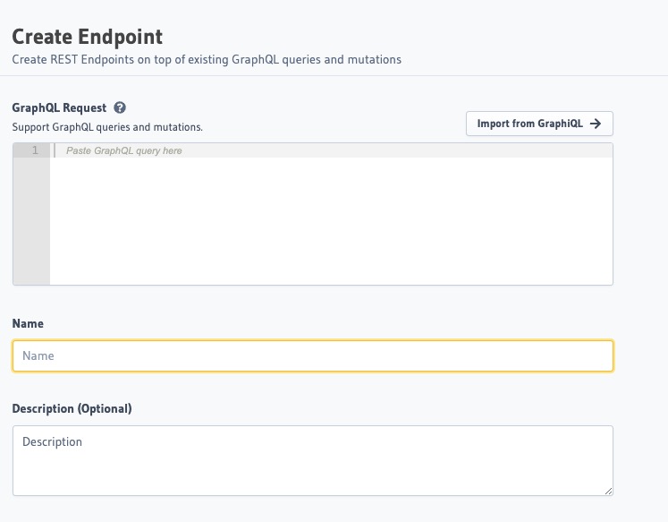 Hasura Creating Endpoint screen