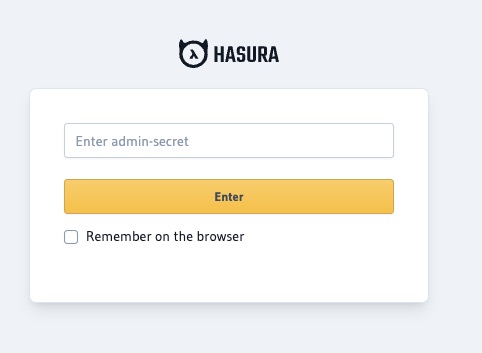 Hasura Login screen