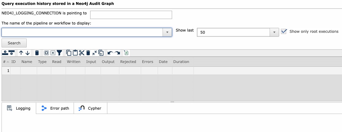 Hop Query Execution History screen