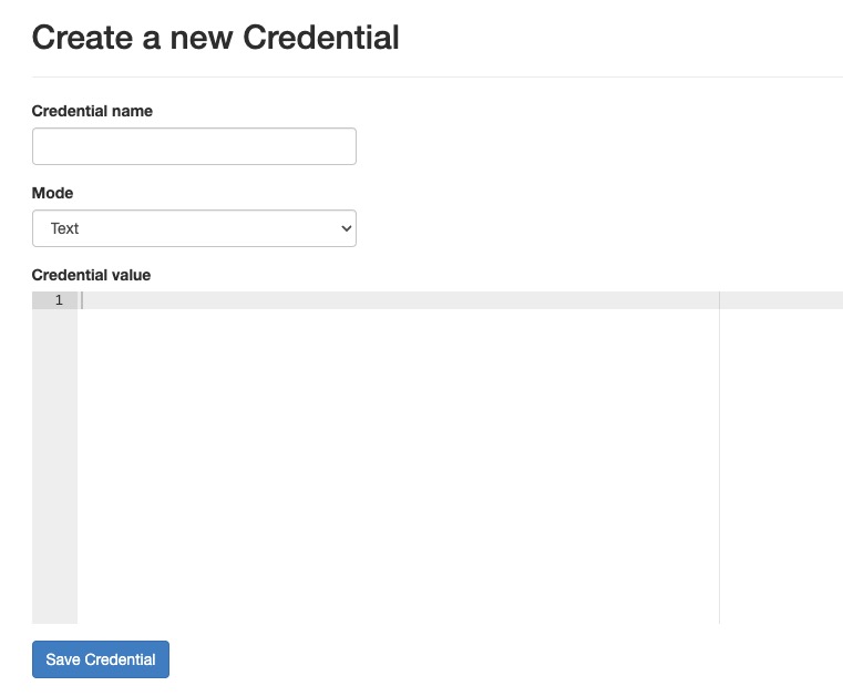 Huginn Creating Credentials screen