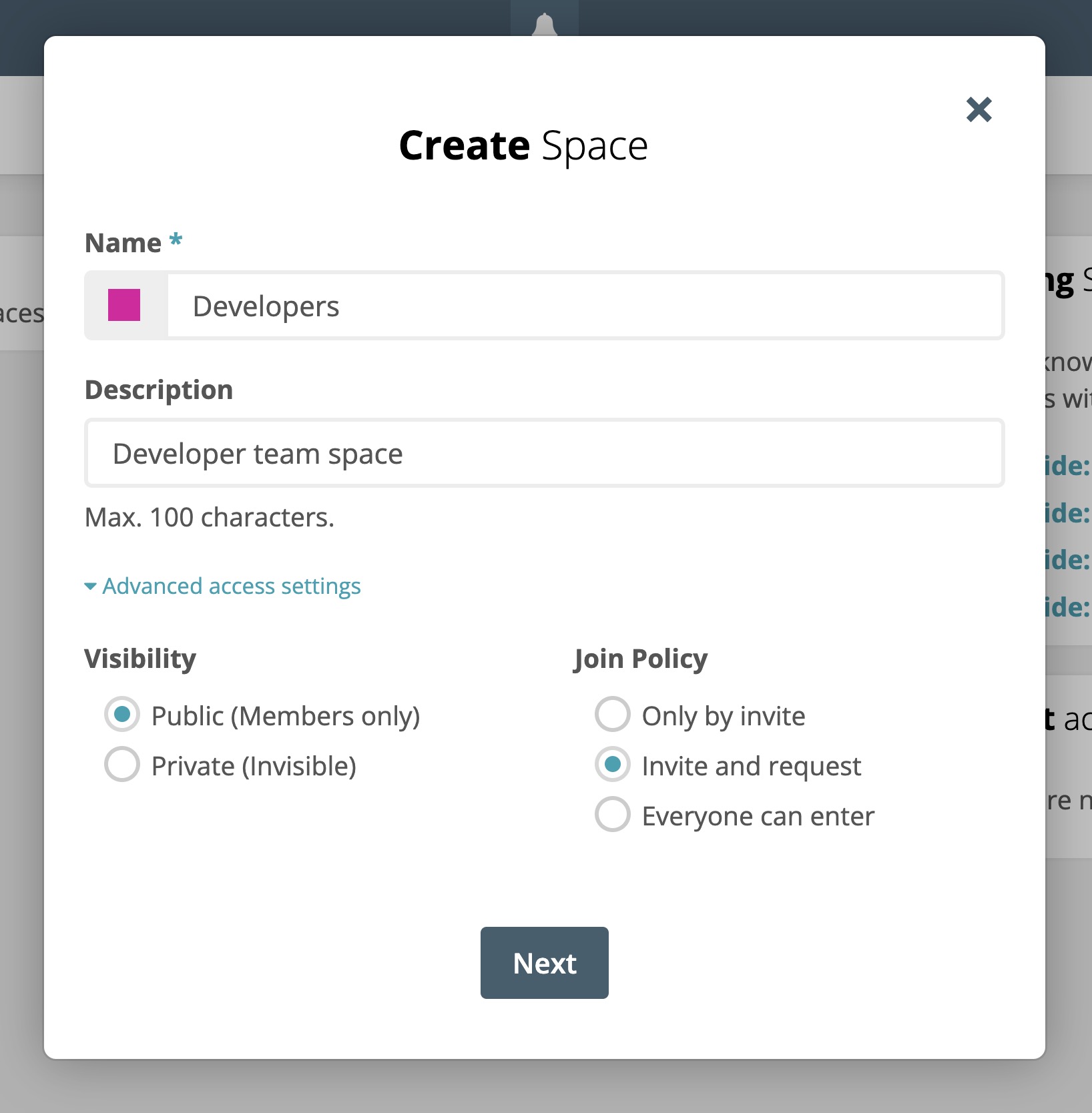 Humhub spaces creation