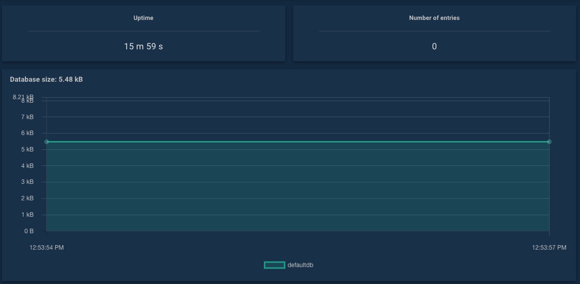 Immudb Database Size screen