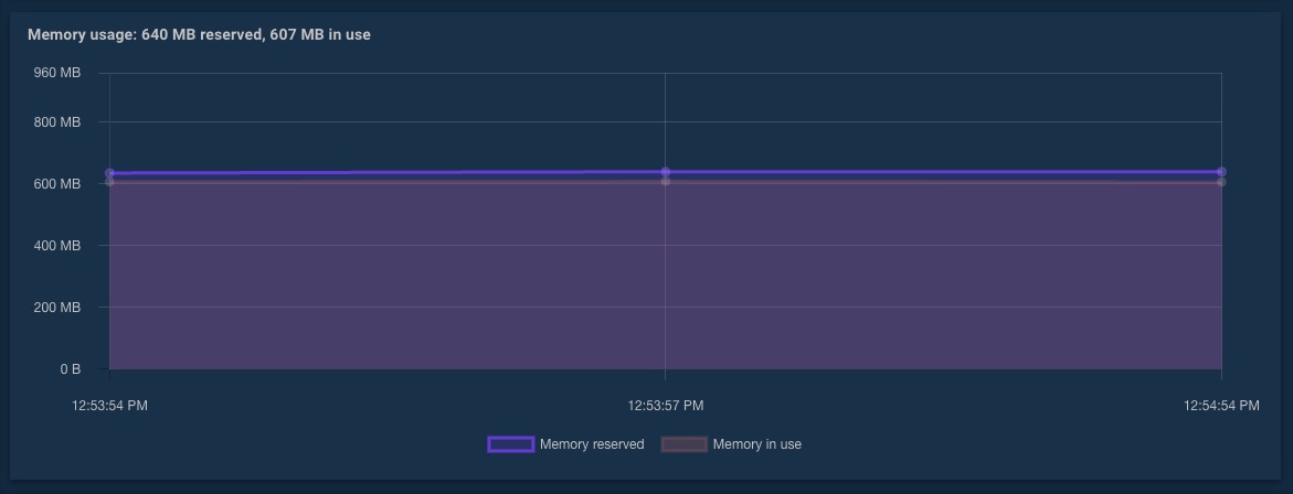 Immudb Memory Usage screen