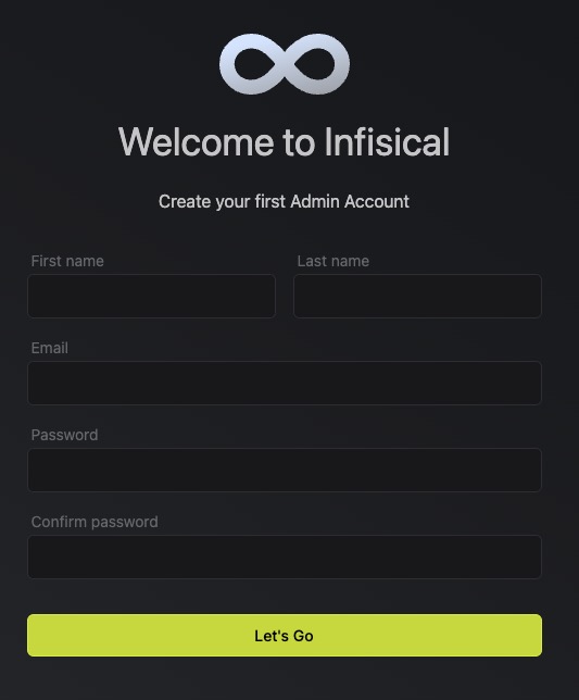 Infisical Login screen