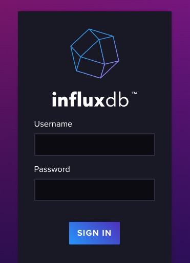 InfluxDB Login screen