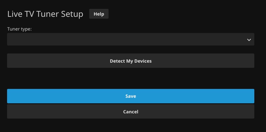 Jellyfin Live TV Tuner Setup screen