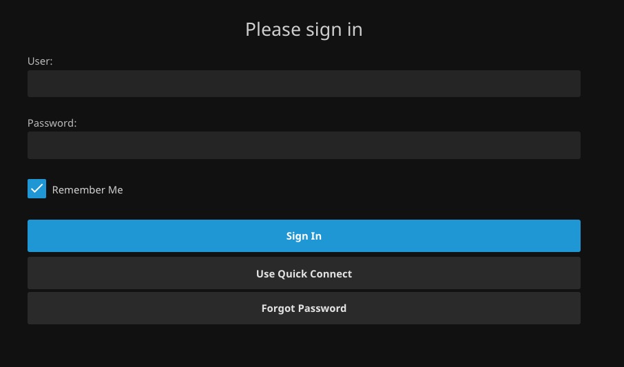 Jellyfin Login screen