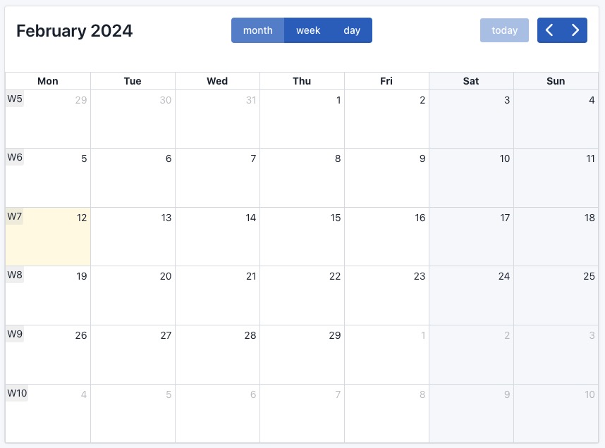Kimai Calendar Screen