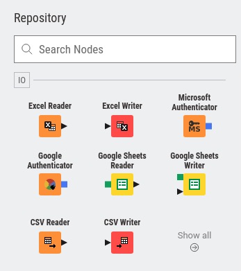 Knime Node Repository Screen