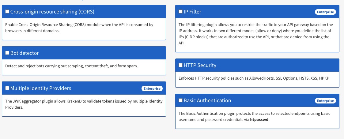 KrakenD HTTP Security Screen