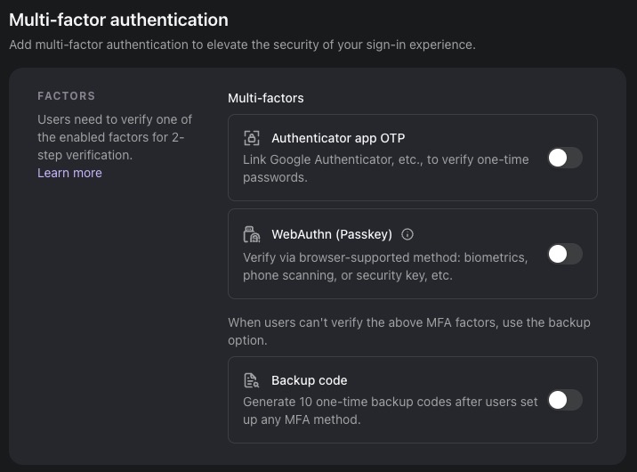 Logto Dashboard Screen