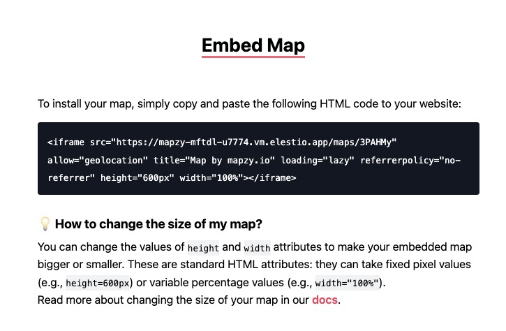 Mapzy Embed Map Screen