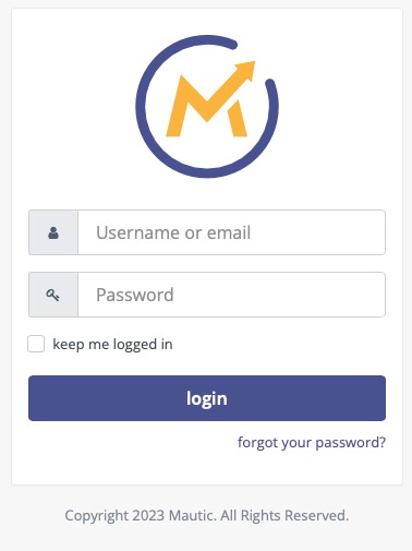 Mautic login screen
