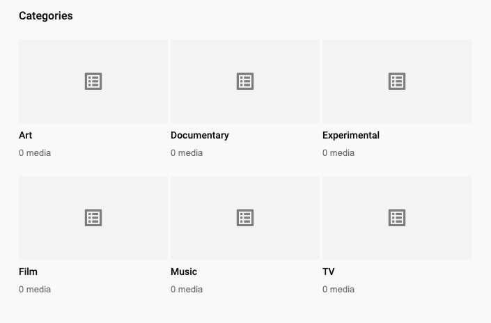 MediaCMS Categories Screen