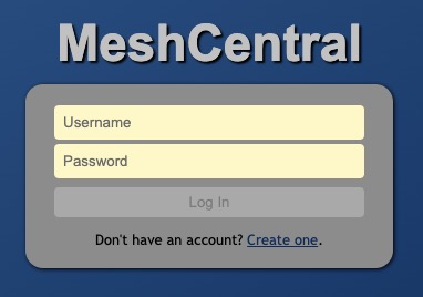 MeshCentral Log In screen