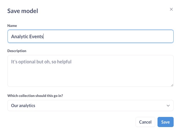 Metabase Model Screen