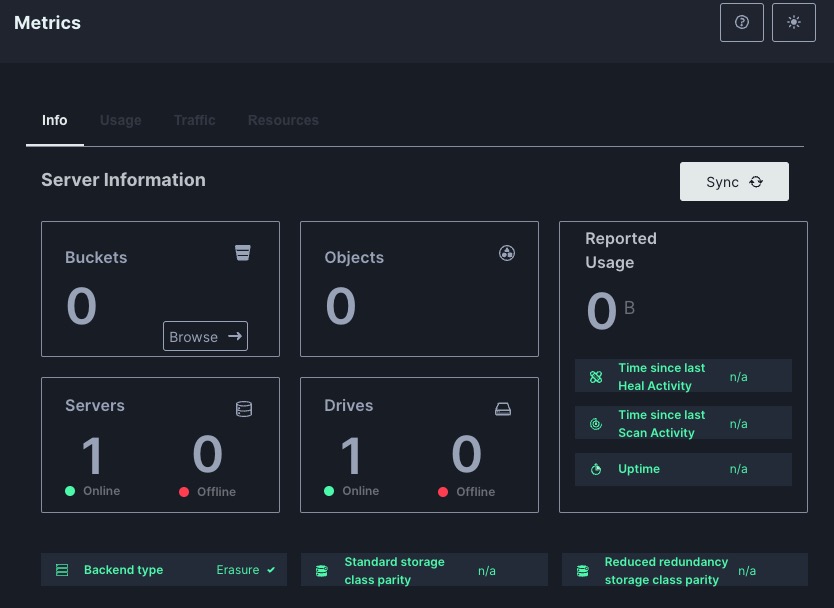 MinIO Metrics Screen