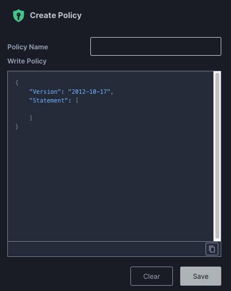 MinIO Creating Policy Screen