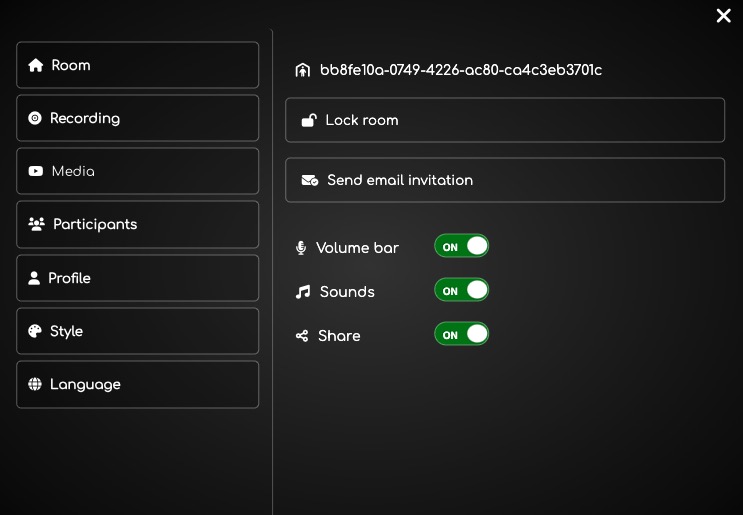 MiroTalk Settings Screen