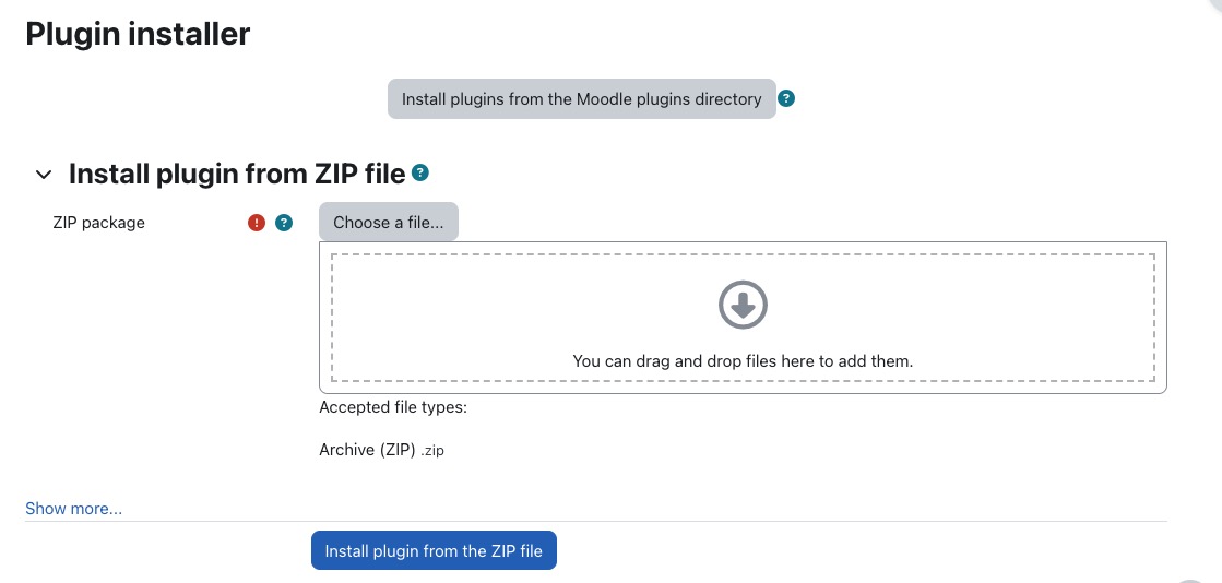 Moodle Plugins Screen