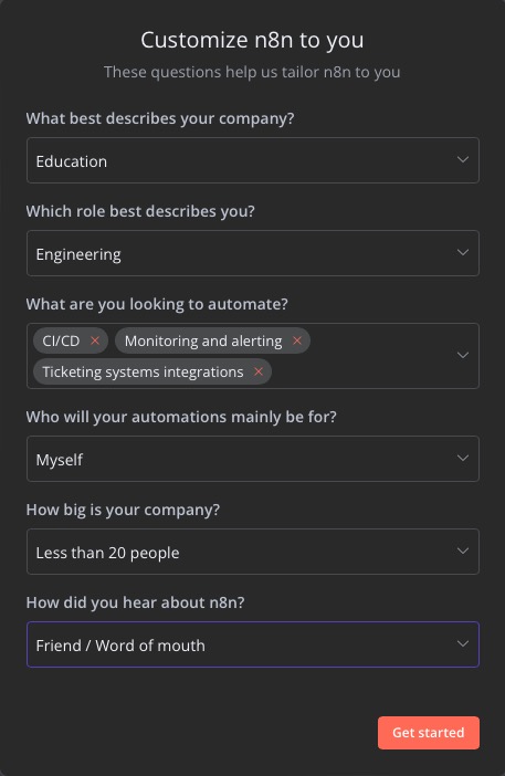 N8N profile screen