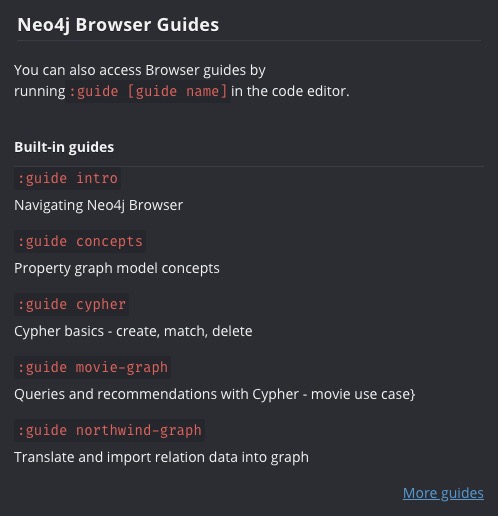 Neo4j browser guide screen