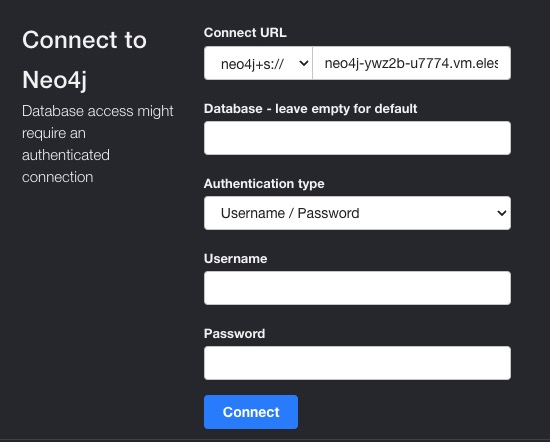 Neo4j login screen