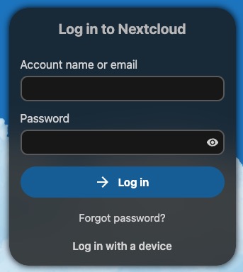 NextCloud login screen