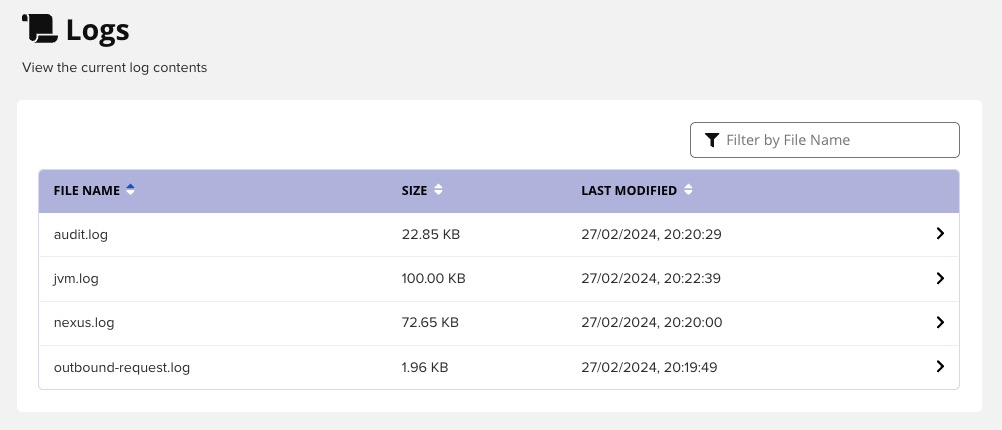 Nexus3 logs screen