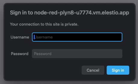 Node-red login screen