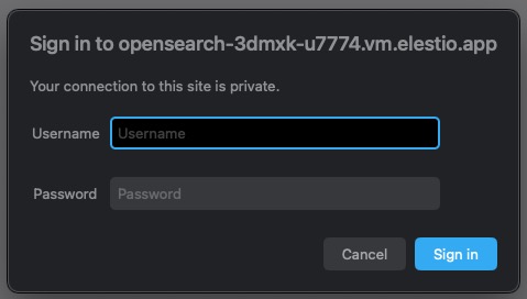OpenSearch login screen