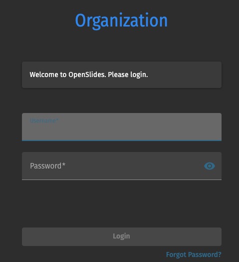 OpenSlides login screen